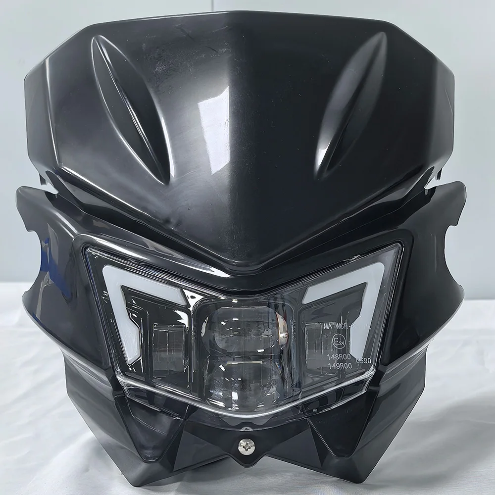 Фото Светодиодная фара с ДХО для мотоциклов Kawasaki KLX125 D-Tracker, KLX150, KLX 125, 150 (2010-2016), в сборе, E24, 23007-0146 №3