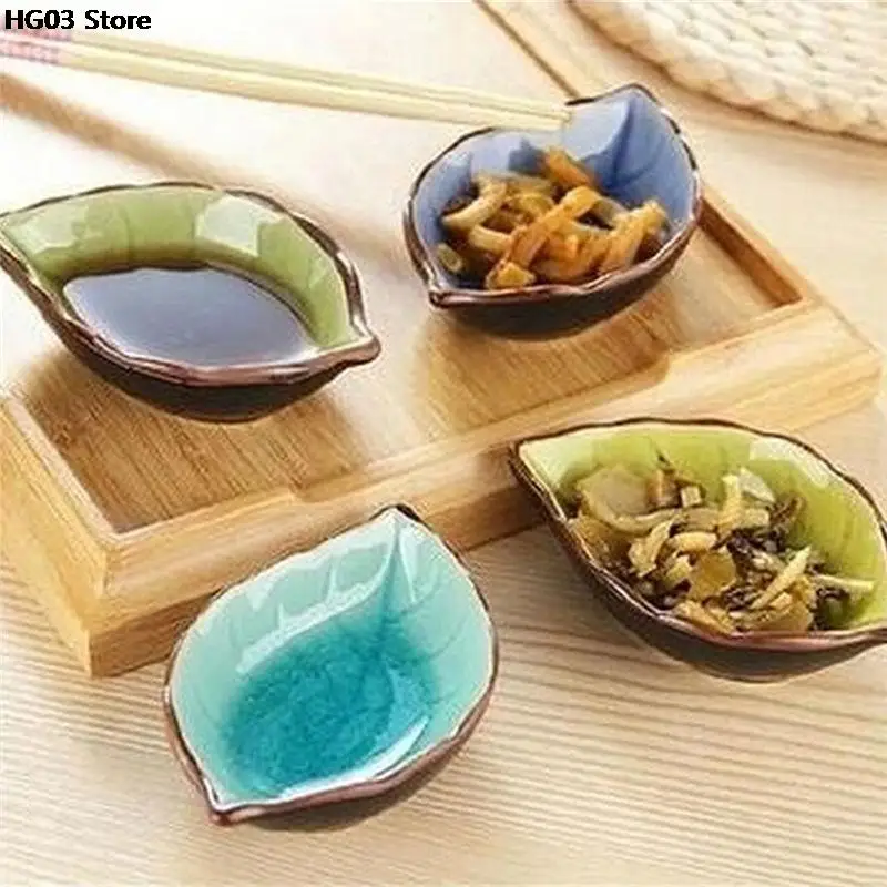 1PCS Creative Handcraft Leaves Ceramic Plates Snacks Kitchen
