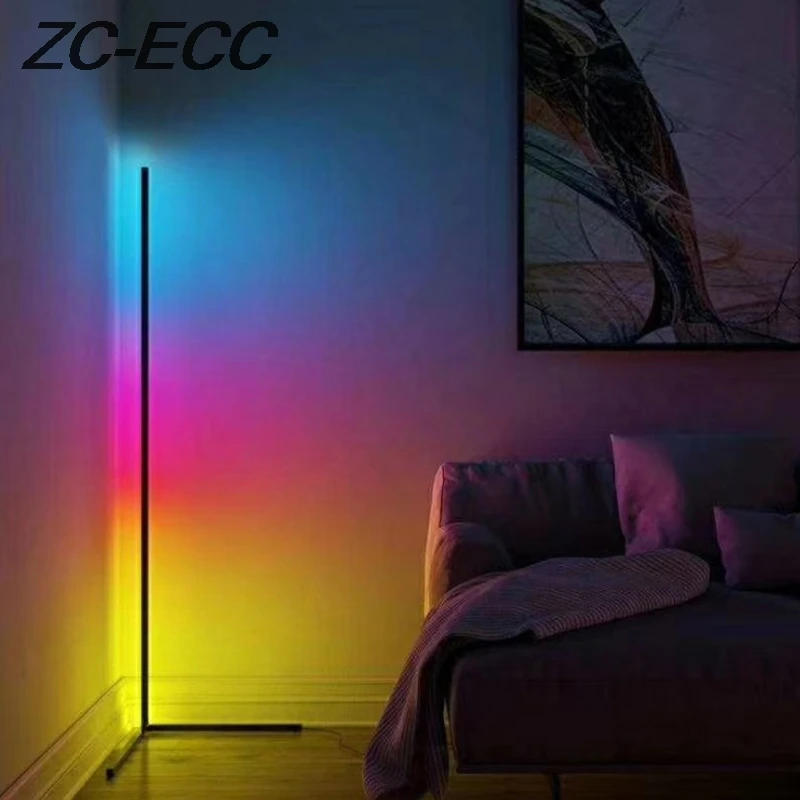 

ZC-ECC Dimming Floor Lamp Modern Nordic Living Room RGB Colorful Remote LED Floor Lamps Standing Lamp for Bedroom Decor Lamp