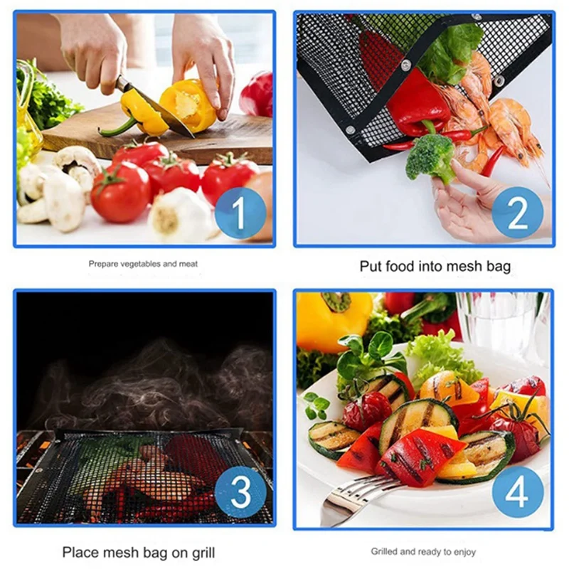 Сетчатые мешки для барбекю многоразовые кармашки гриля подходит рыбы угля