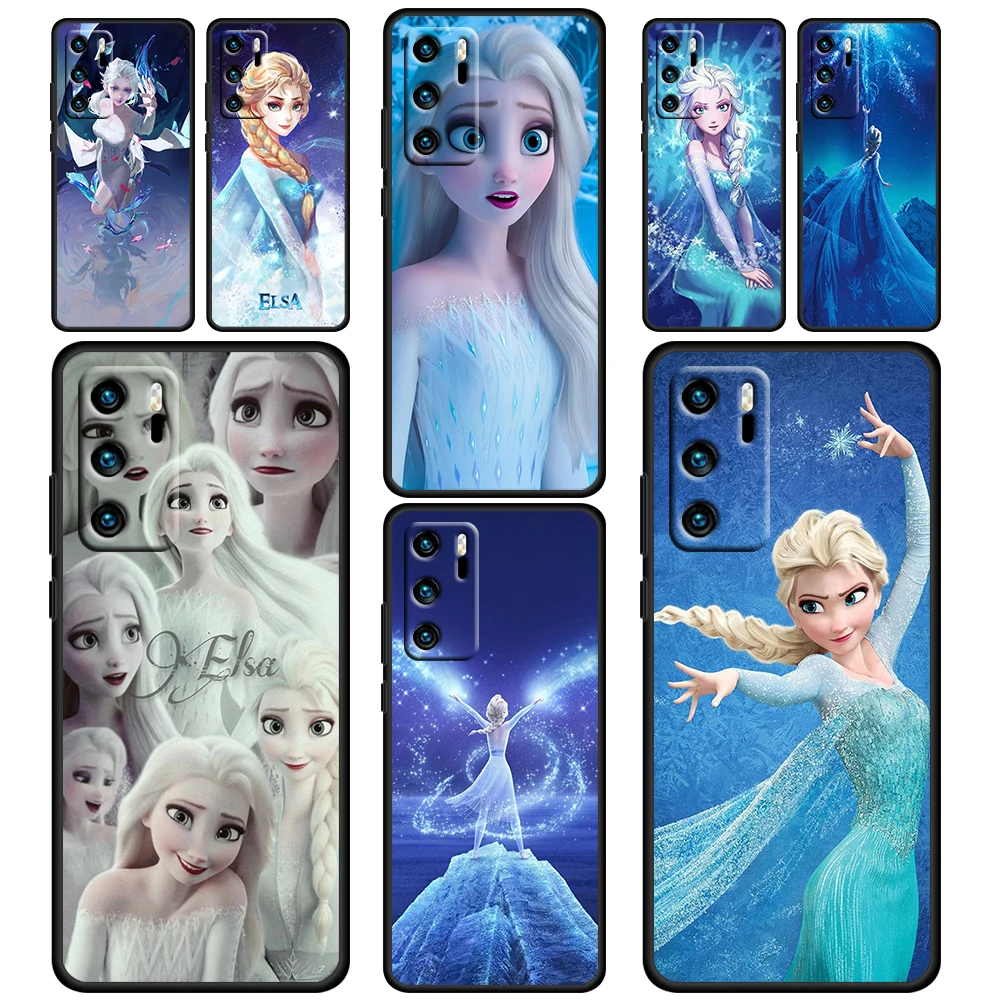 

Disney Princess Frozen Case For Huawei P50 P40 P30 P20 Lite 5G Nova Y70 Plus 9 SE Pro Y9S Soft Black Phone Cover Shell Core Capa