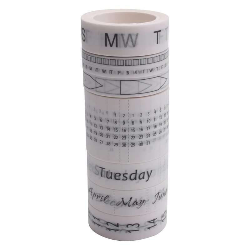 

8 Rolls Calendar Washi Tape Set Date Day Week Month Number Calendar Washi Masking Tape Decorative For Crafts Planner