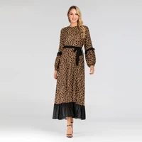 muslim dress middle east leopard muslim fashion chiffon stitching swing dress turkey abaya dubai dresses robe femme musulmane