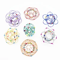 decompression variety flower basket soft steel ring ornament magical mandala flower basket toy with changeable flower kids toy