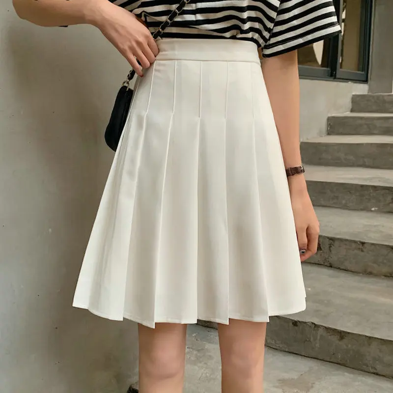

Skirts Pleated Women High Waist Summer Knee-length Preppy Style Harajuku 3XL Plus Size Chic Street School Cosplay Casual Female