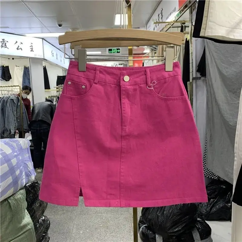 korean fashion clothing vintage  skirts for women pleated skirt harajuku women clothing  jean skirt Cotton Casual  Button