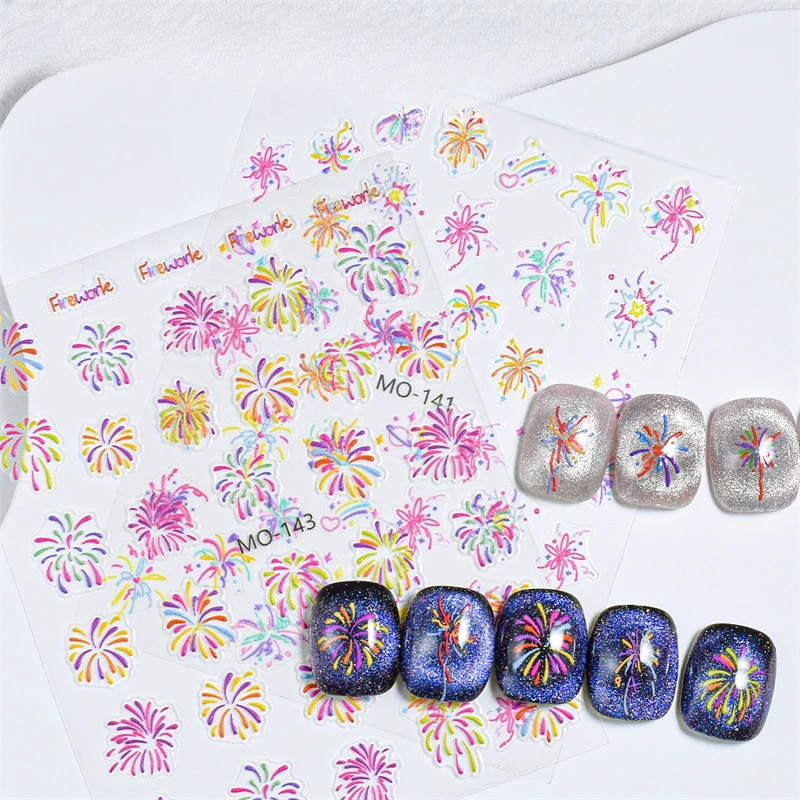10 шт. рельефные наклейки для ногтей с эффектом фейерверка