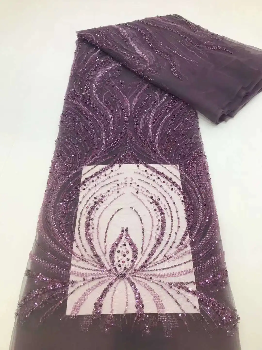 Африканская кружевная ткань с блестками и бусами для жениха 2024