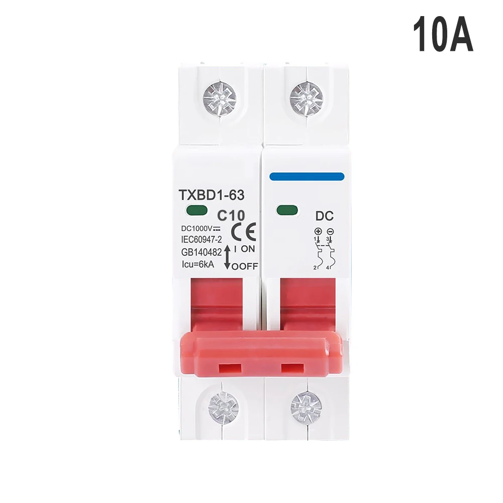 

2P DC1000V Solar Mini Circuit Breaker Overload Protection Switch 6/10/16/20/25/32/40/50/63A DC MCB For Photovoltaic PV System