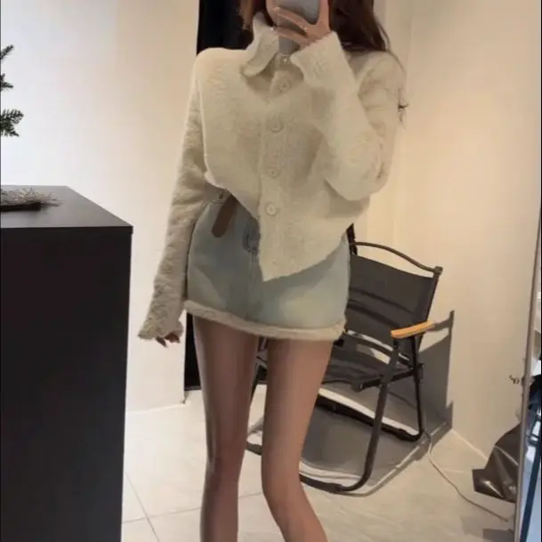 Цельный/двухсекционный однобортный кардиган с небольшим ароматом и высоким