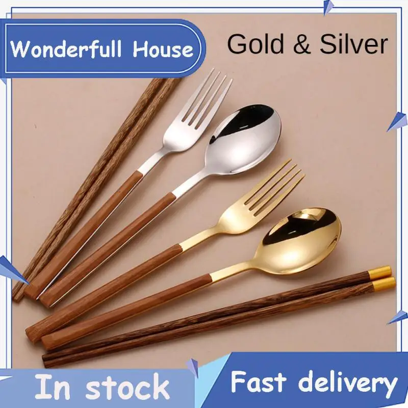 

Three-piece Set Students Tableware Portable Chopsticks Spoon Set Stainless Steel One-person Chopsticks Portable Dinnerware