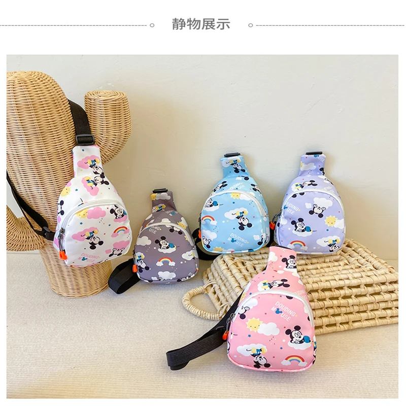 

Disney Mickey Children's Chest Bag Baby Boy Girl Cute Outdoor Casual Shoulder Bag Small Cartoon Mickey Kid Zipper Wasit Bag