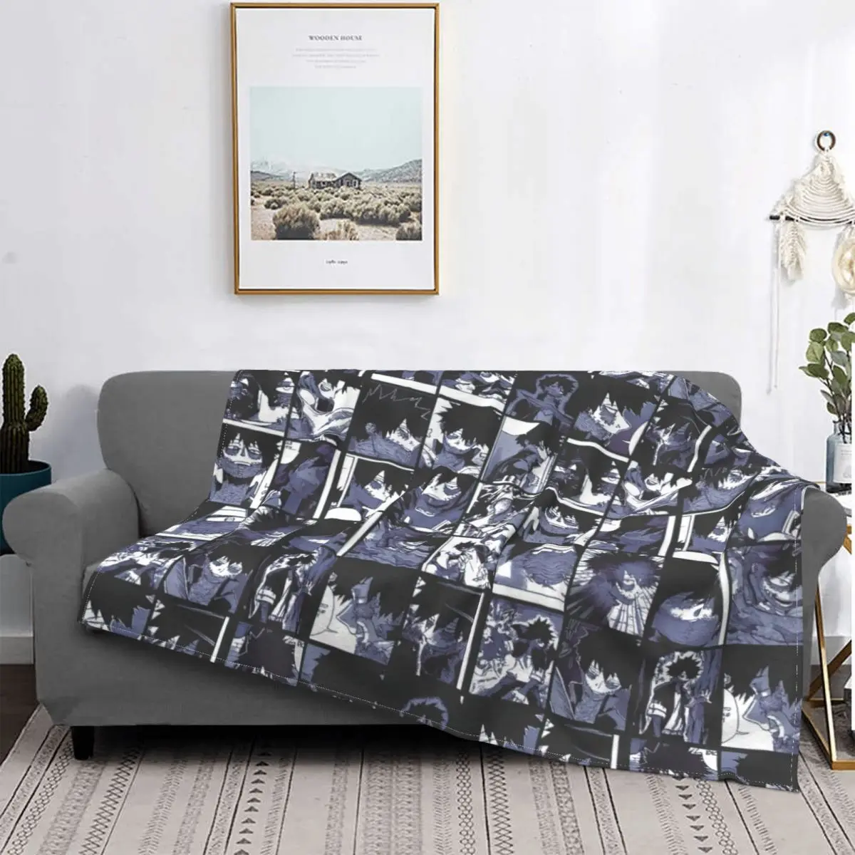 My Hero Academia Dabi Collage Blanket Coral Fleece Plush All Season Anime Plaid Breathable Soft Throw Blanket Sofa Couch Quilt