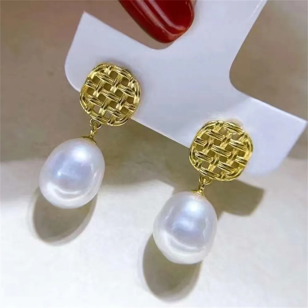 

DIY Pearl Earnail Accessories S925 Sterling Silver Jewelry Gold Earrings Women's Empty Fit 8-12mm Beads