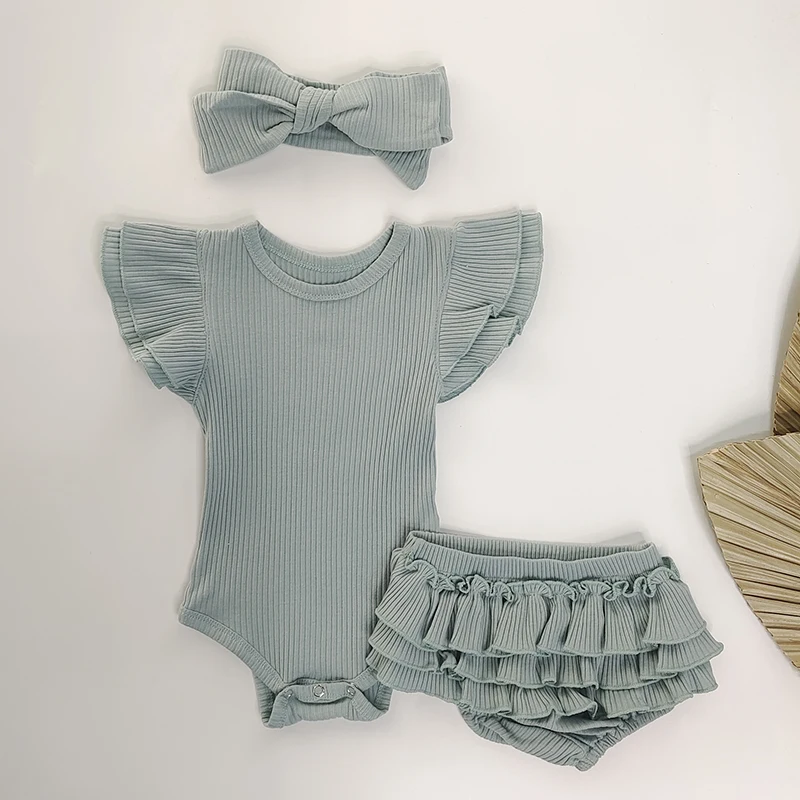 Весенне-летняя детская одежда для новорожденных женская из 3 предметов