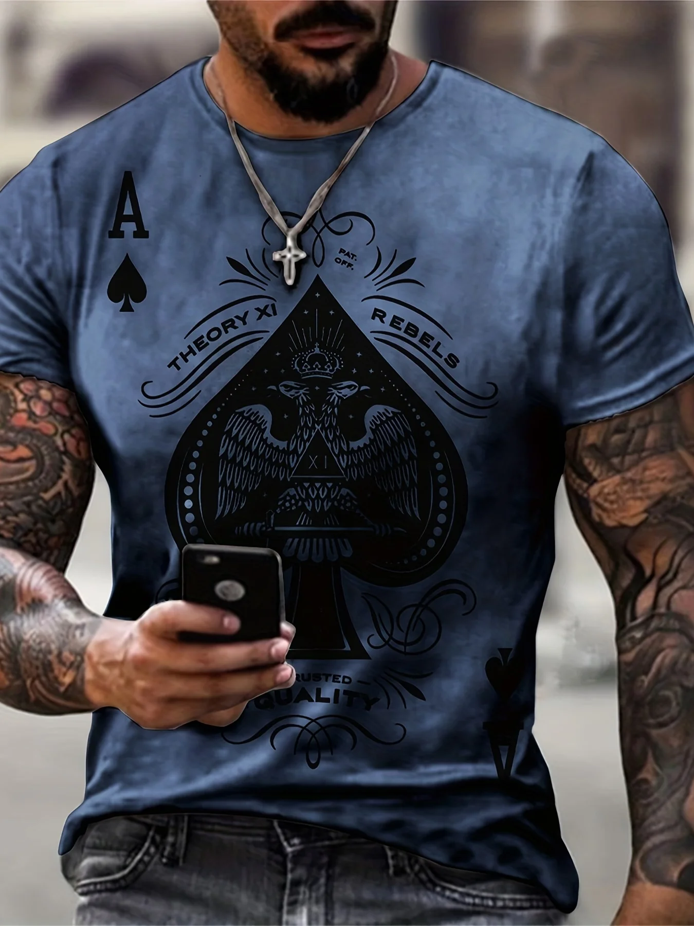 

Футболка мужская с круглым вырезом, коротким рукавом и принтом игральных карт