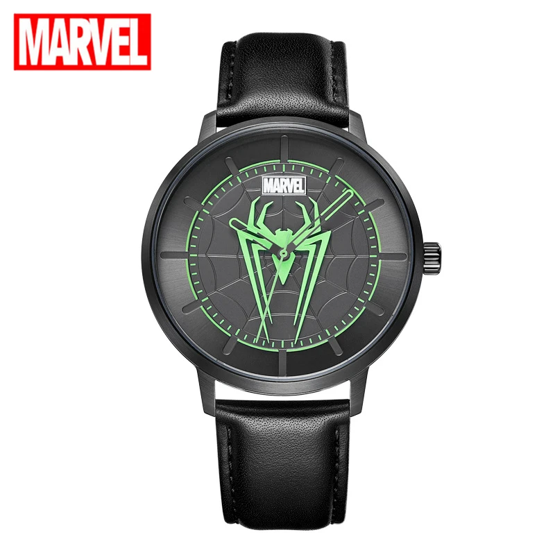 MARVEL Mens Quartz Watches Spiderman Wristwatch Leather Strap Man Hand Clocks Luminous Time Teenager Electronic Hour Male Watch
