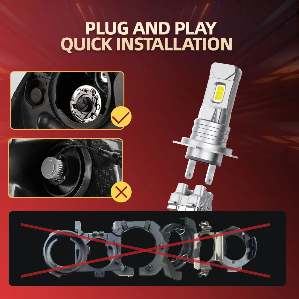 2 шт. миниатюрные лампы LED для фар H7 для автомобилей VW Audi BMW Citroen Ford Hyundai Chevrolet Mercedes Benz, светильник для тумана 12000LM on.