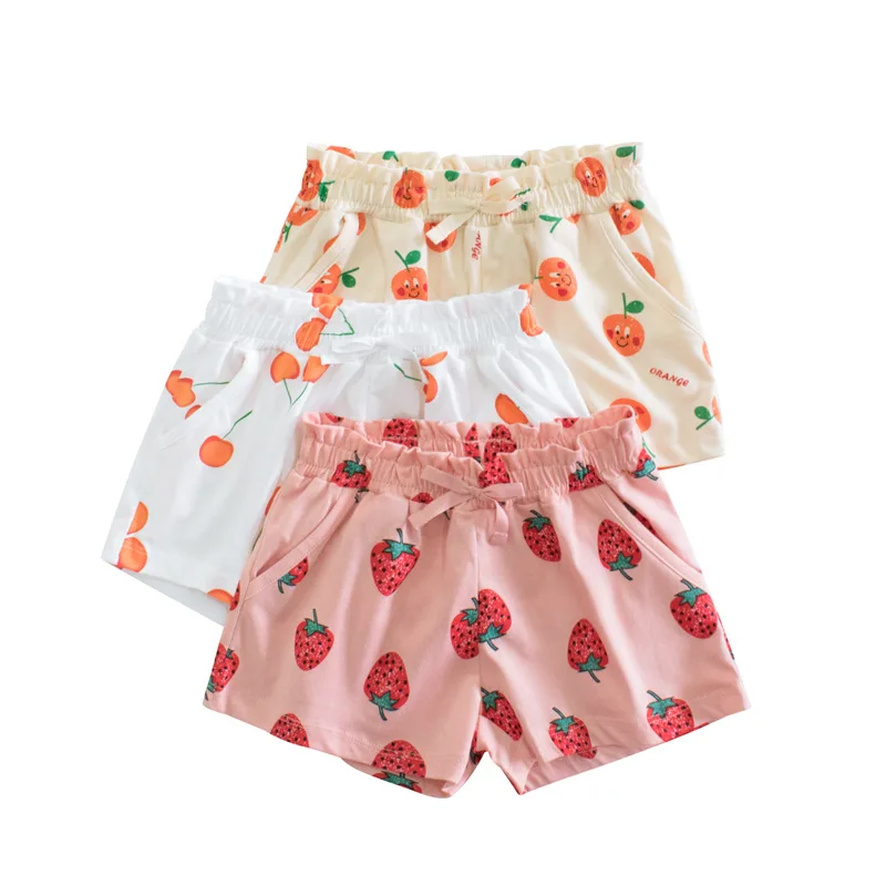 2023 Summer Cotton Shorts For Girls Korean Version Printed Children Girls Casual Shorts Kids Toddler Baby Girl Clothes 2-8 Years