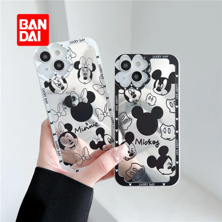 

Bandai Disney Mirror Phone Case for iPhone 13 13Pro 12 12Pro 11 Pro X XS Max XR 7 8 Plus Kawaii Couple Cartoon Protective Covers