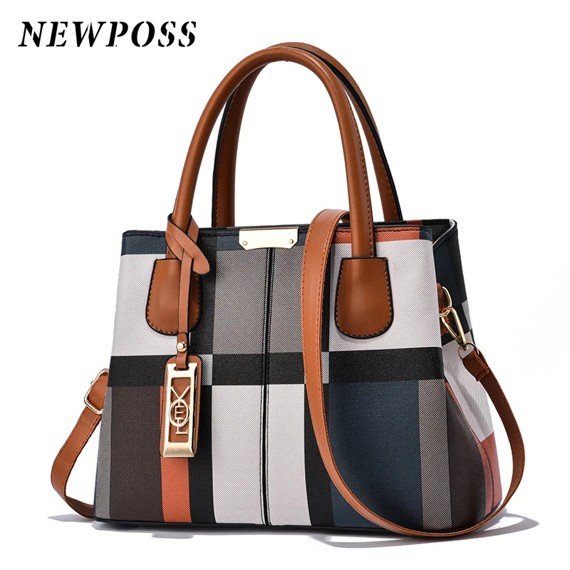 

New Luxury Handbag Women Stitching Wild Messenger Bags Designer Brand Plaid Shoulder Bag Female Ladies Totes Organizer