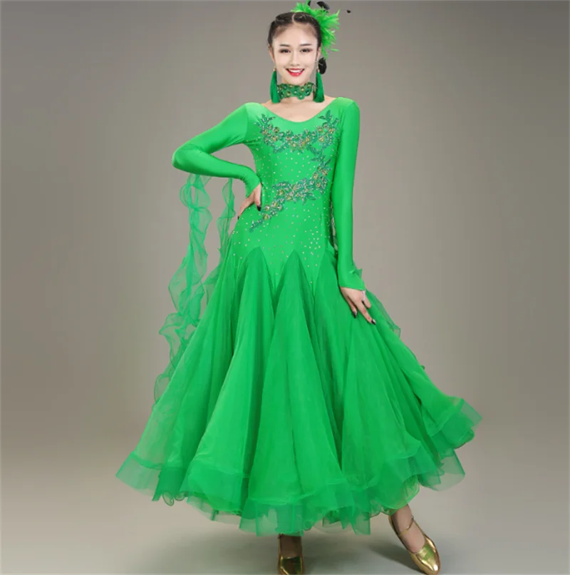 

Кружевная юбка с длинным рукавом и цветами для современных танцев, платье для бальных танцев, балетная юбка с большим подолом для взрослых ж...
