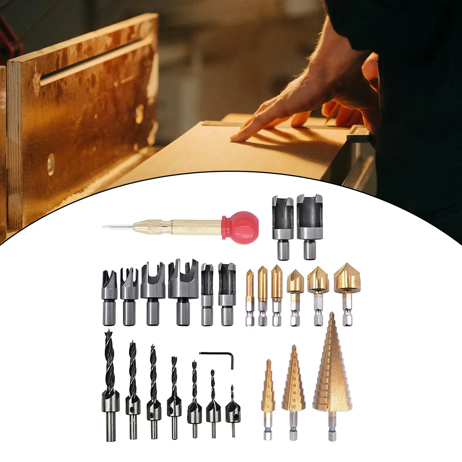 

26x Woodworking Chamfer Drilling Tools Wood Bits for Woodworking