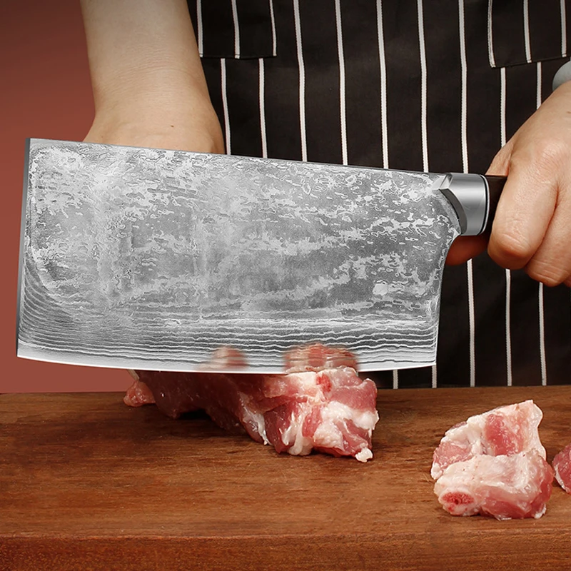 7-дюймовый нож-измельчитель из дамасской стали VG10 лезвие черного дерева ручка