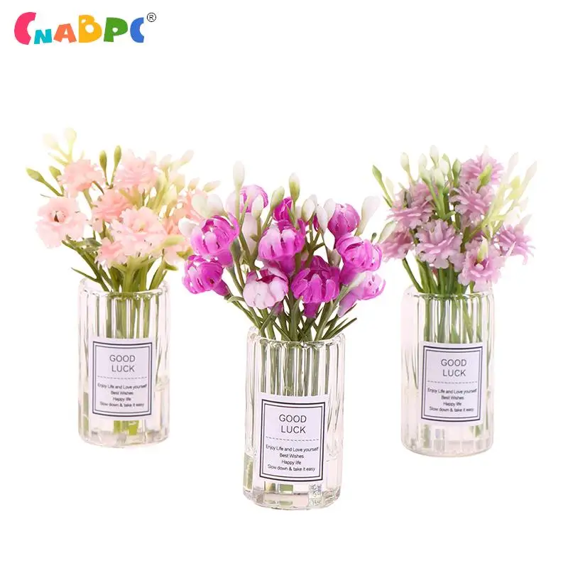 

Миниатюры для кукольного домика, стеклянные аксессуары для кукольного домика, декоративная игрушка, прозрачные пластиковые украшения с зелеными растениями, подарки, поделки