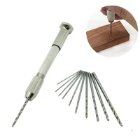 mini micro aluminum hand drill with keyless chuck hss steel twist drill bit woodworking drilling rotary tools hand drill