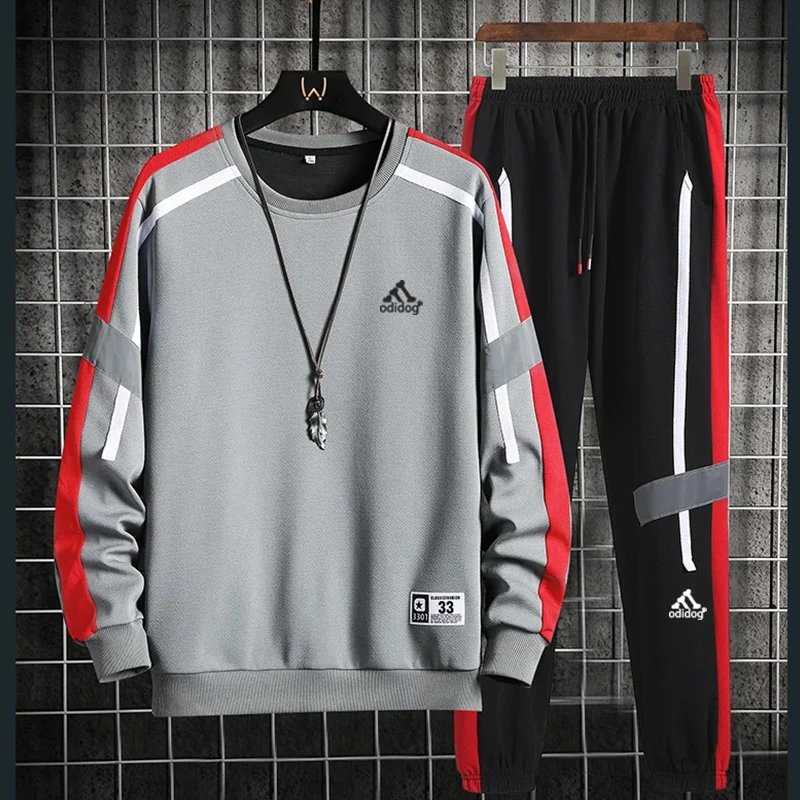 

Autumn New Men Tracksuit Casual Solid Sports Set Long Sleeved TShirt 2 Pieces Sets+Pants Fashion Brand Jogger Fitness Sportswear