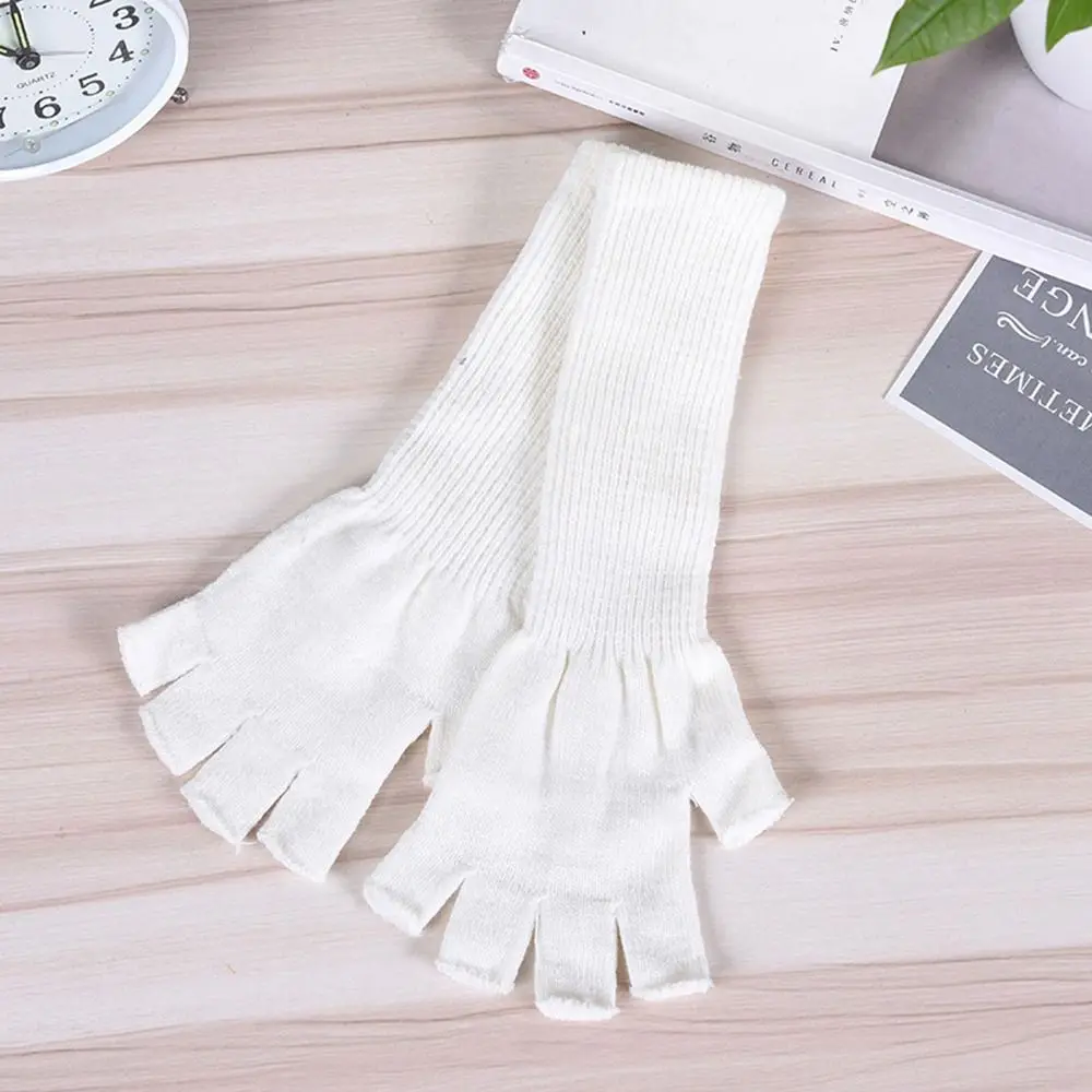 

Autumn Cold Protection For Female Solid Color Half-finger Gloves Long Mittens Warm Hand Accessories Knitted Gloves