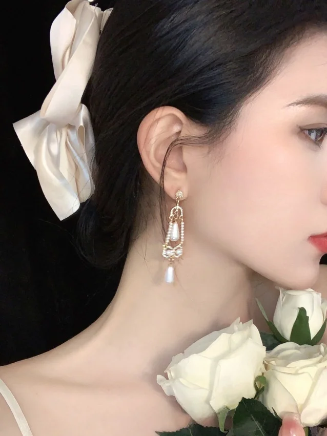 Элегантные жемчужные серьги Angel Bell French sle Palace Sle длинные высококачественные