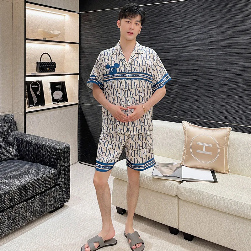 Couple Sleepwear Designer Luxury Pajamas For Men Silk Satin Women's Pajamas Nightwear Short Sleeve Shorts Suit Lover Pijamas