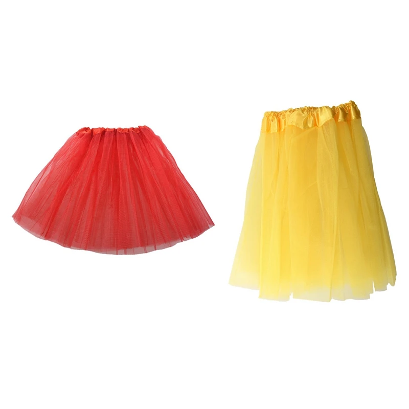 

2 Pcs Girls Modern Ballet Dress Fairy Tutu Skirt, Red & Yellow
