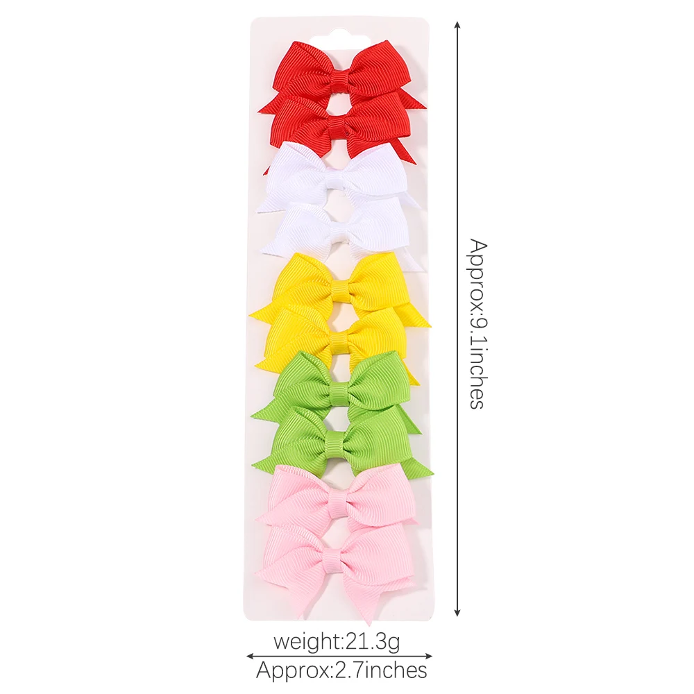 10Pcs/Set New Cute Solid Ribbon Bowknot Hair Clips for Baby Girls Handmade Bows Hairpin Barrettes Headwear Kids Hair Accessories images - 6