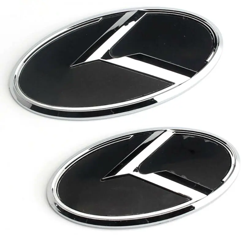 Black Silver 3D K Logo Emblem Front Rear Badge Sticker for Optima Rio K900 K5 Forte Sportage Sedona Car Assessoires