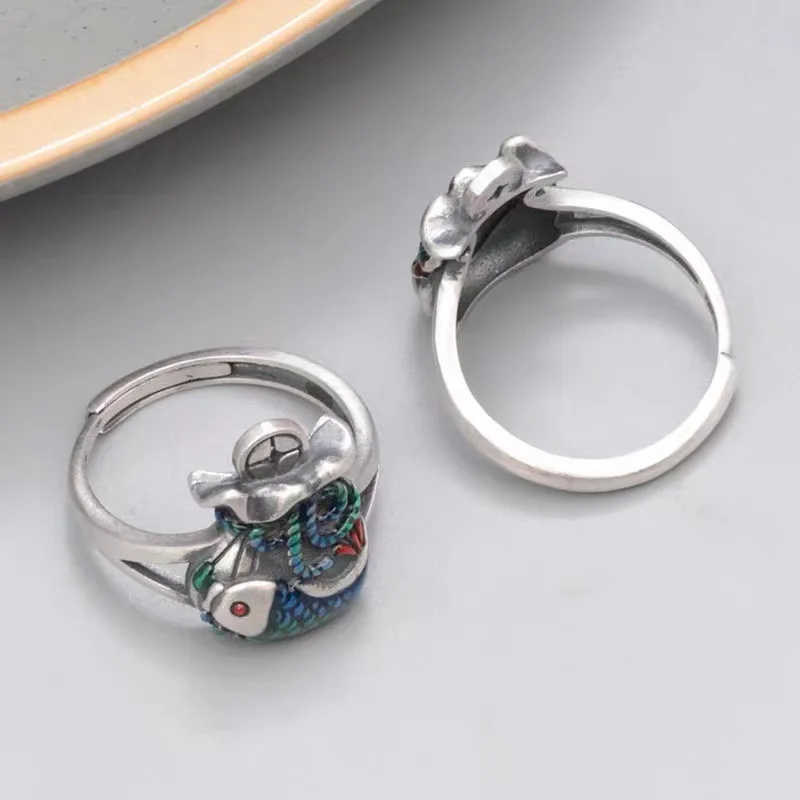 

Винтажное Открытое кольцо для мелких рыбок с клей и маслом