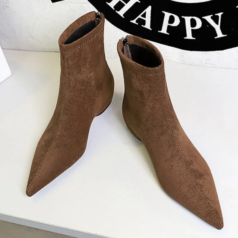 Сексуальная женская обувь на высоком каблуке с острым носком модные ботильоны