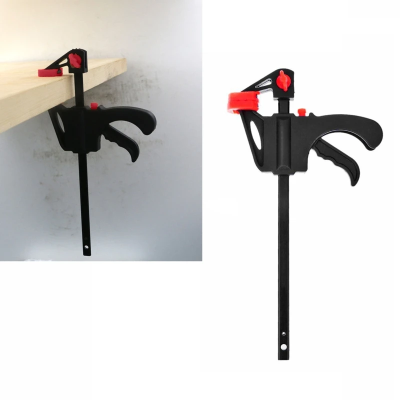 

Practical F Bar Clamp 4'' F Woodworking Clip w/ Ergonomic Handle Quick Ratchet Release Squeeze DIY Tool for Carpenters