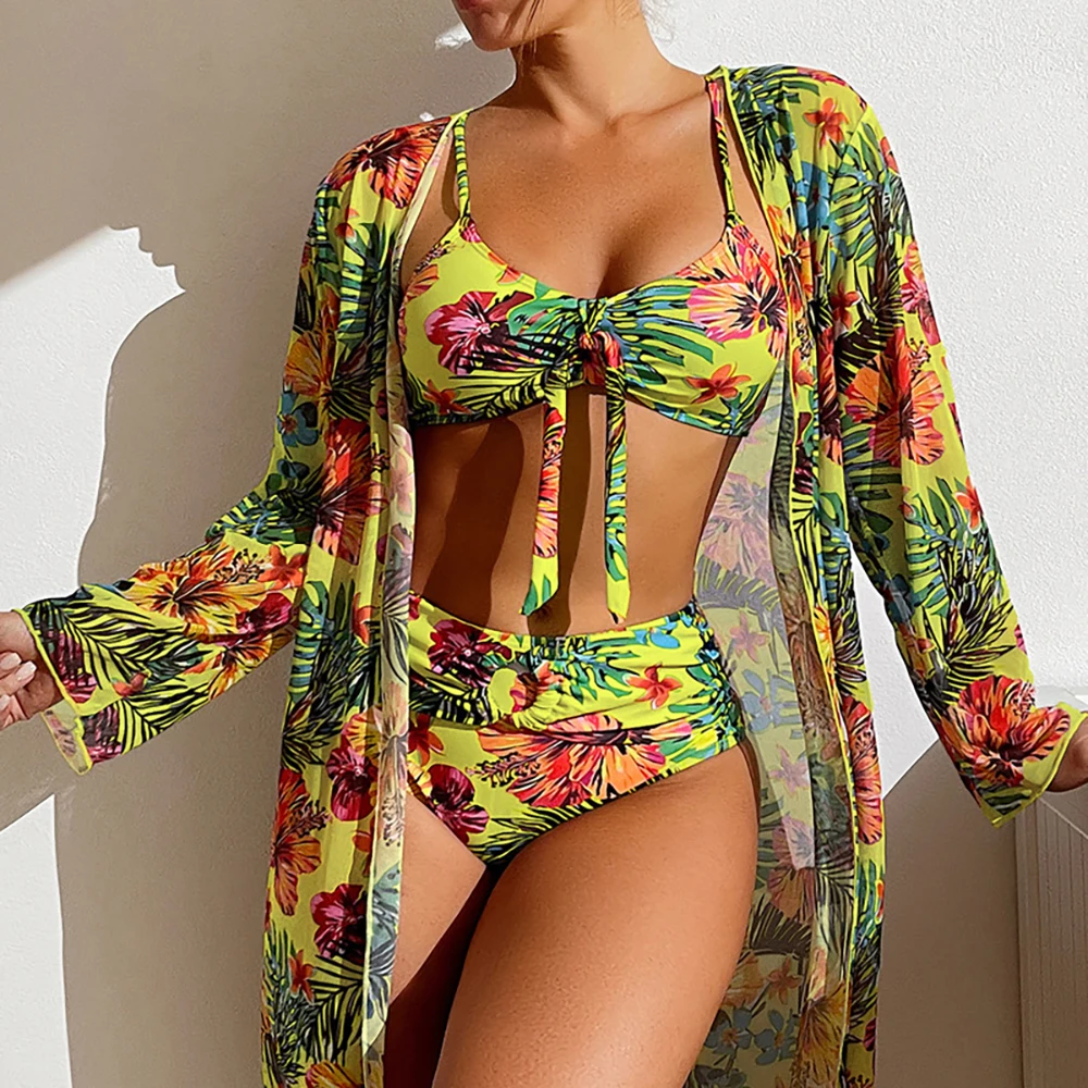

Bikini Set Women Swimwear Three Piece Set European and American Sexy Bikini Print Beach Style Swimwear Set Beach Resort Style