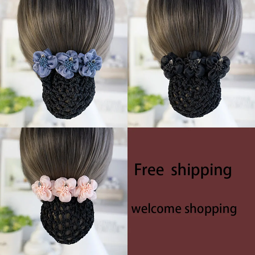 Цветочная заколка для волос с сеткой женщин женский офисный стюардесса