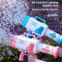 64 holes with lights electric bubble gun launcher machine soap bubbles machine outdoor soapy water children toys for children