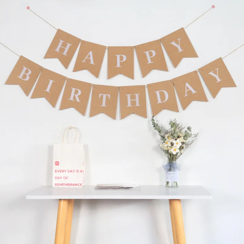 

Happy Birthday Banner Cowhide Paper Bronzing Alphabet Flag Garland Birthday Decoration pennants Baby Shower Decoration 17cm