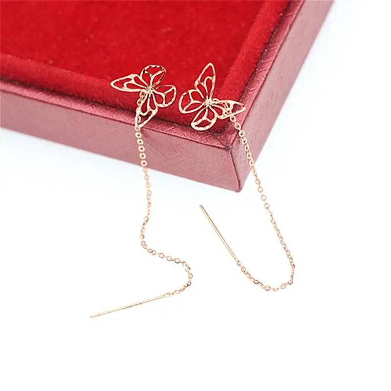 

Простые Универсальные женские серьги с русской бабочкой из 585 фиолетового золота, модные женские серьги с покрытием из 18-каратного розового...