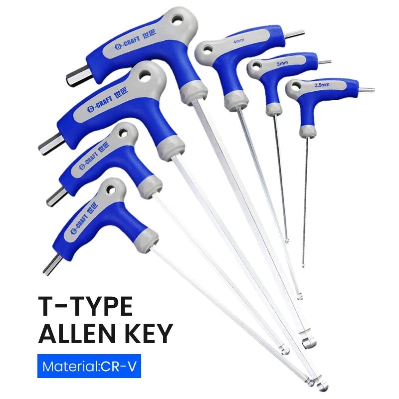 

2.5-10mm Hexagon Wrench Set 7Pcs T-Shaped Allen Key Multifunction Universal Spanner Ball Flat Double-Ended Household Repair Tool