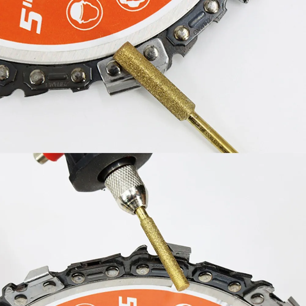 

Gold Diamond Coated Cylindrical Burr 4/4.8/5.5mm Chainsaw Sharpener Stone File Chain Saw Sharpening Carving Grinding Power Tools