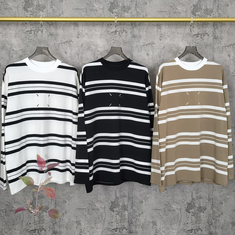 

Back Digital Cloth Stripe MM6 Margiela Long Sleeve Neutral Minimalism High Street Comfortable Fabric MM6 Margiela T Shirts