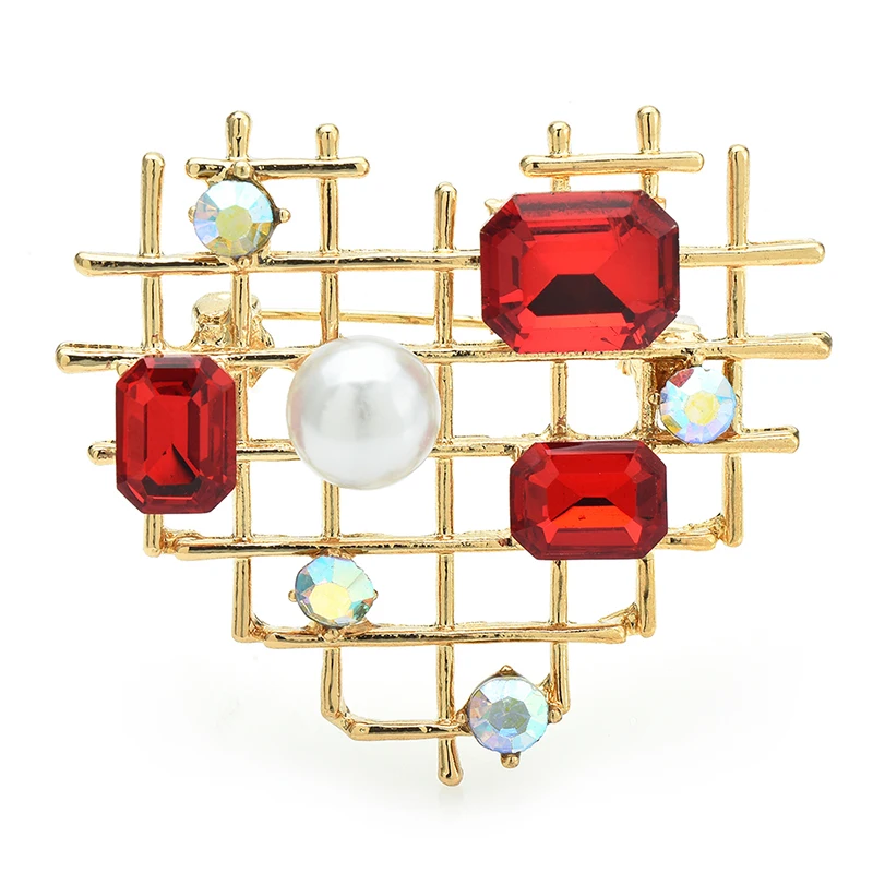 

Wuli&baby Designer Heart Brooches For Women Unisex Rhinestone Geometric Love Office Party Brooch Pins Gifts