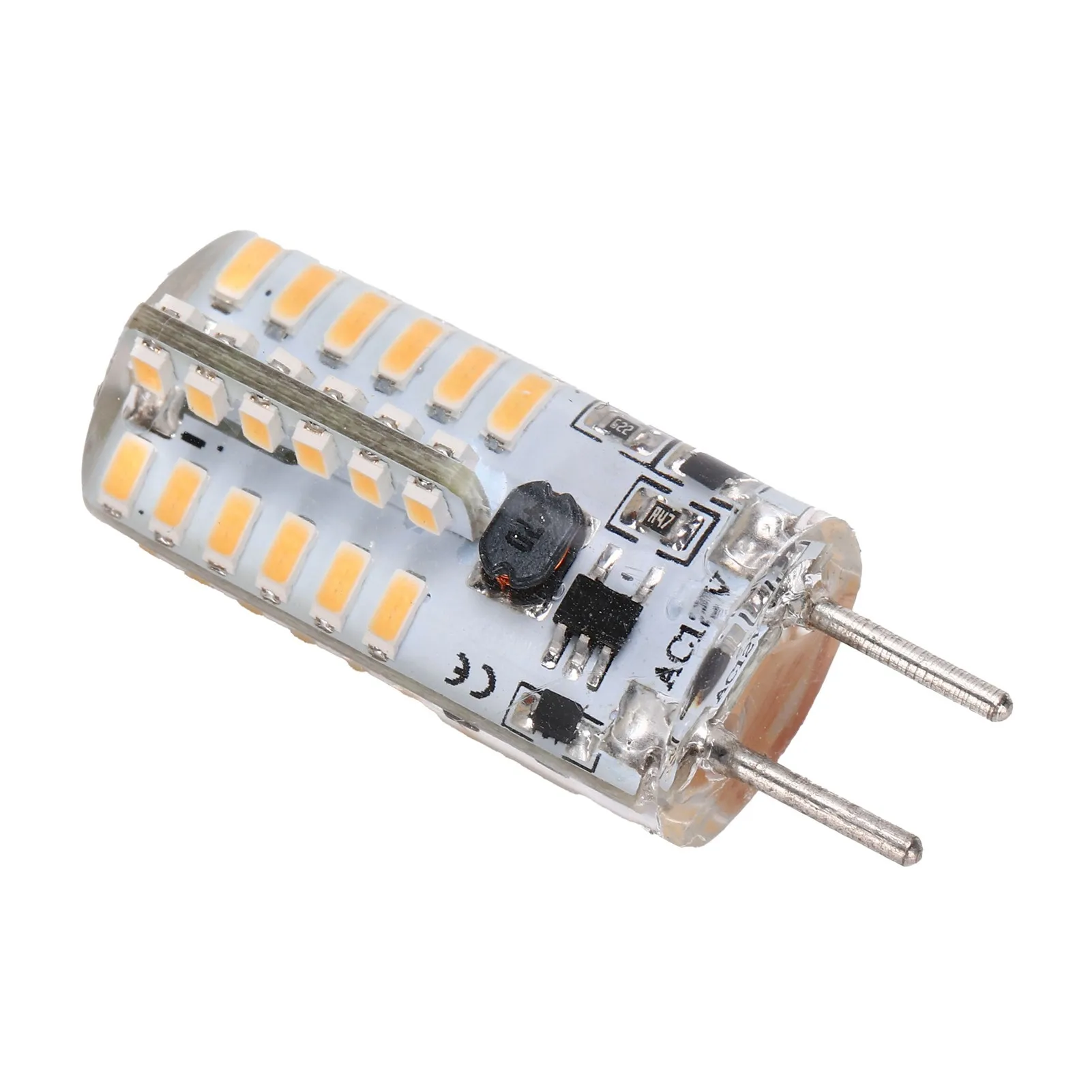 

48LED Silicone Bulb 3W 300LM GY6.35 Bi‑Pin Bulb AC12V for Chandelier Ceiling LampWarm White 2700K‑3100K